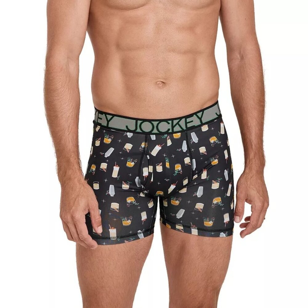 Jockey Stretch Staycool Active Holiday Merry Cocktails Boxer Brief - XXL